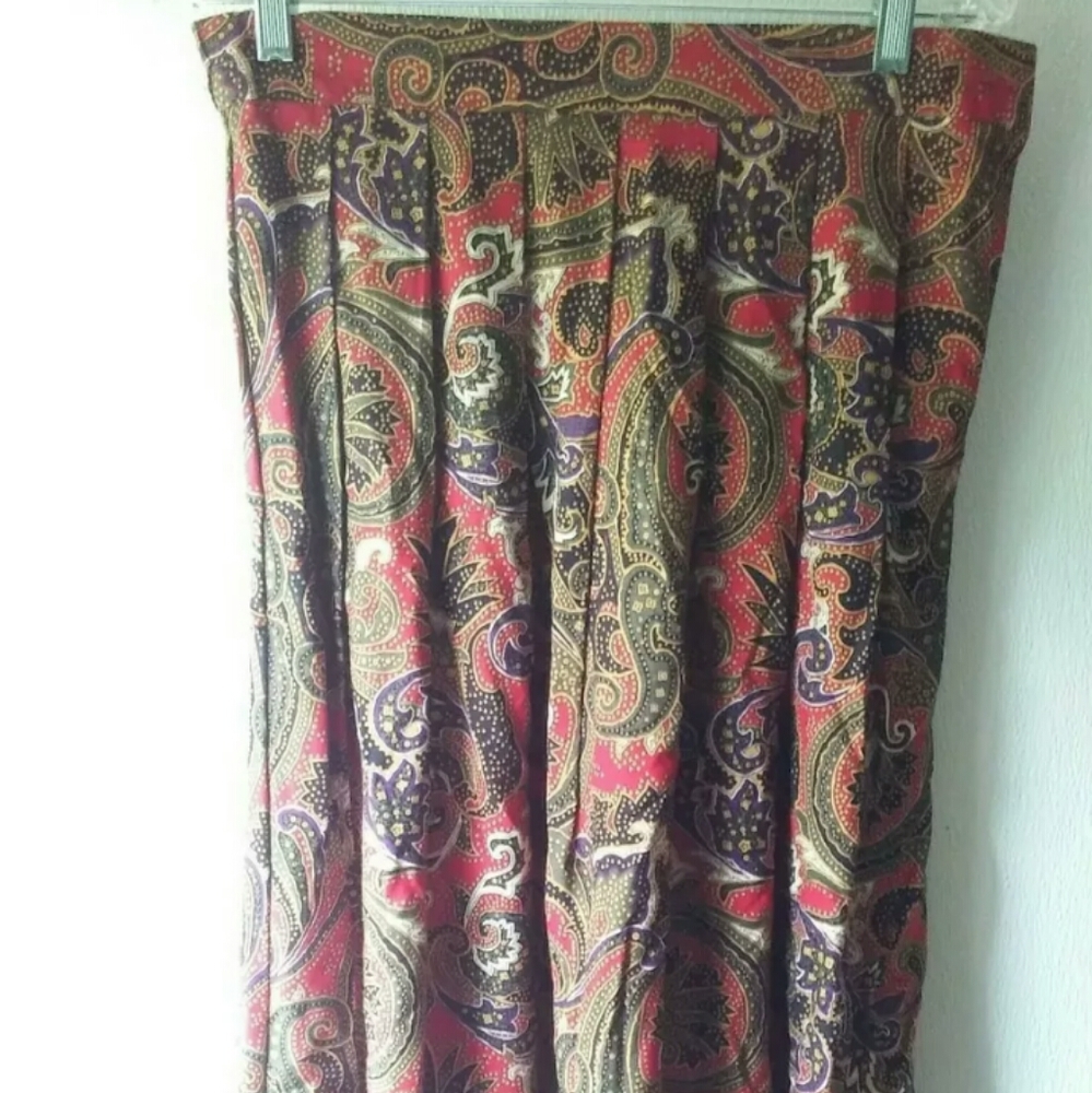 Vtg WORTHINGTON FULL PLEATED SKIRT Jewel Toned